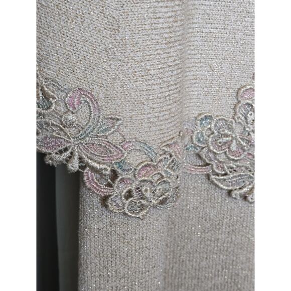 EL-Ana dress suit gold maxi knit metallic Sz L Virgin Wool & Rayon back split - Picture 10 of 11